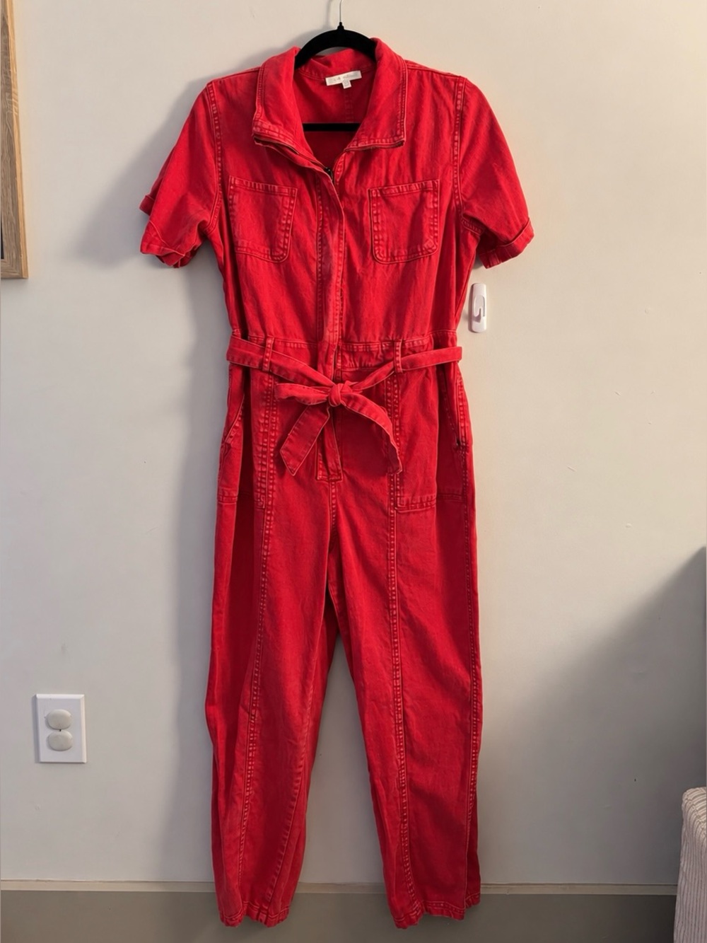NWOT Fab’rik Denim Red Jumpsuit